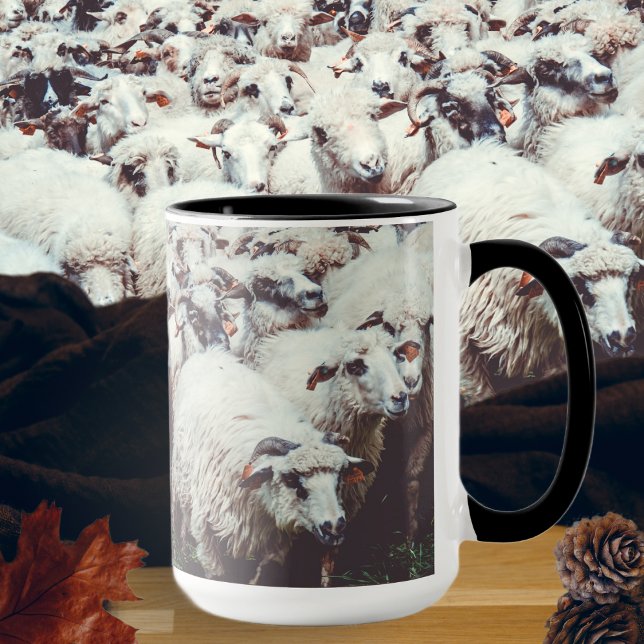 Flock of white & black sheep mug (Creator Uploaded)