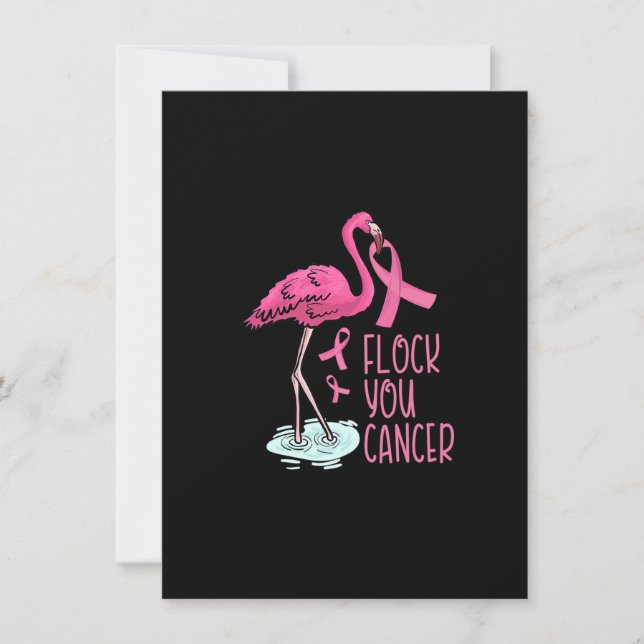 Flock You Breast Cancer Flamingo Pink Ribbon Suppo Invitation (Front)