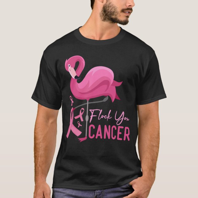 Flock You Cancer | Cool Flamingo Breast Cancer Gif T-Shirt (Front)
