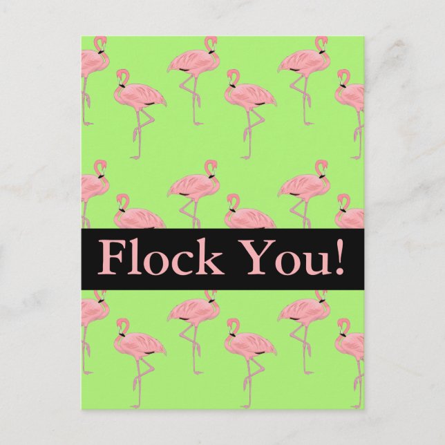 Flock You Pink Flamingo Flocking Party Invitation Postcard (Front)