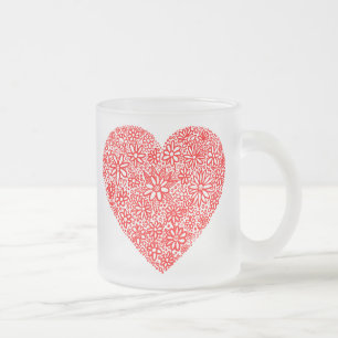 Flocked Heart - Customised Frosted Glass Coffee Mug