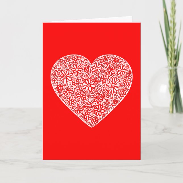 Flocked Heart Valentine - II Holiday Card (Front)