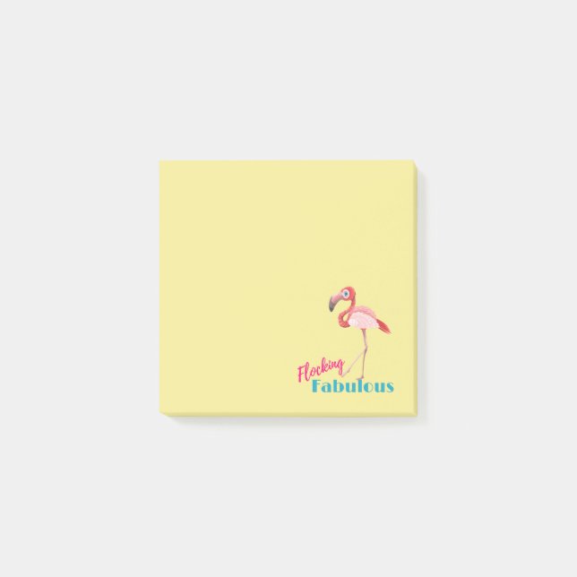 Flocking Fabulous Typography w/ Pink Flamingo Post-it Notes (Front)