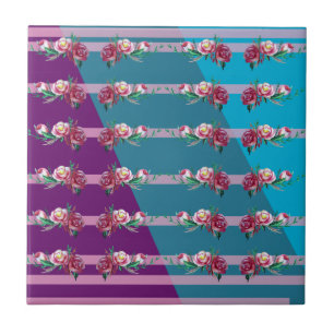 Floers And Lines Ceramic Photo Tile