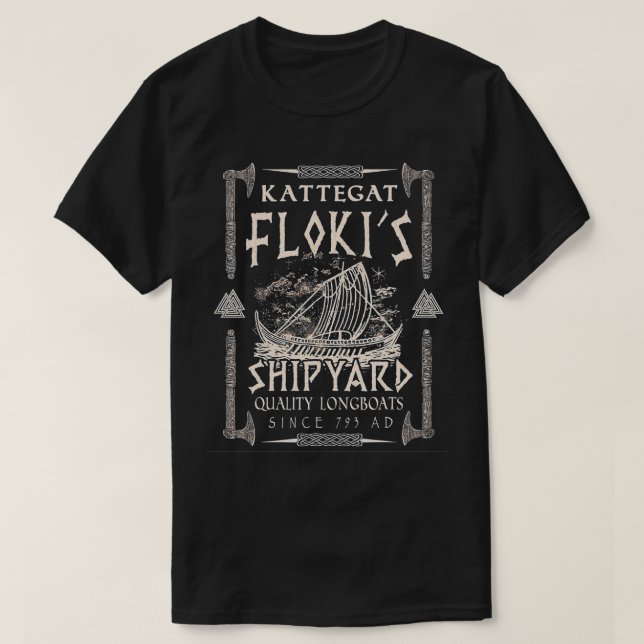 Flokis Shipyard Kattegat Viking Ship Valknut Gift  T-Shirt (Design Front)