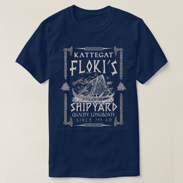 Flokis Shipyard Kattegat Viking Ship Valknut Gift  T-Shirt (Design Front)