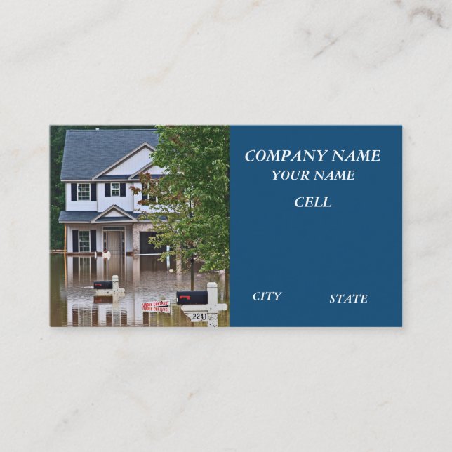 flood disasters insurance damage flooded homes business card (Front)