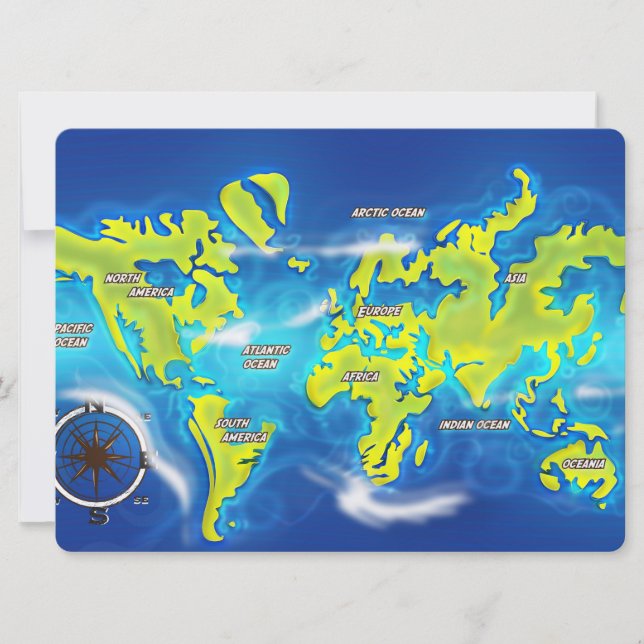 Flooded Earth Map Invitation (Front)
