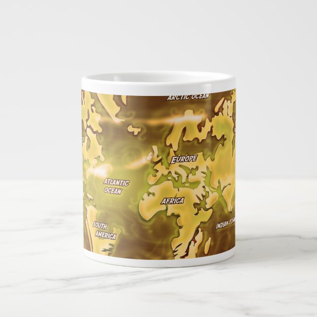 Flooded Earth Map Large Coffee Mug (Front)
