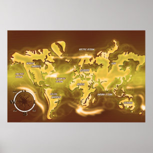 Flooded Earth Map Poster