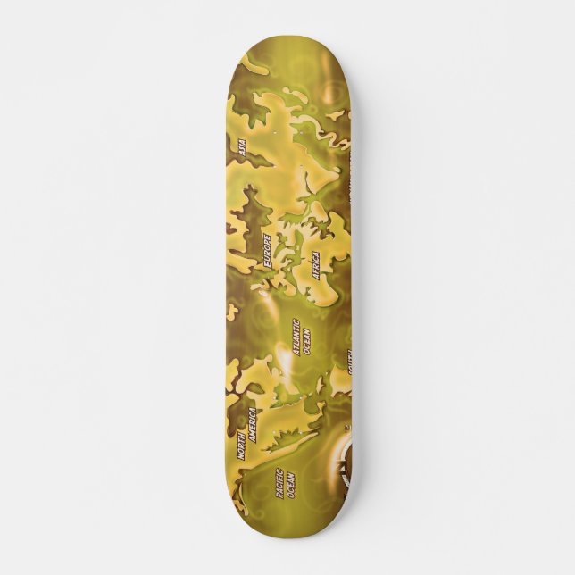 Flooded Earth Map Skateboard (Front)