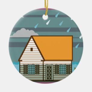 Flooded House Ceramic Tree Decoration