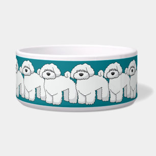 Floofy White Puppy Pattern Teal