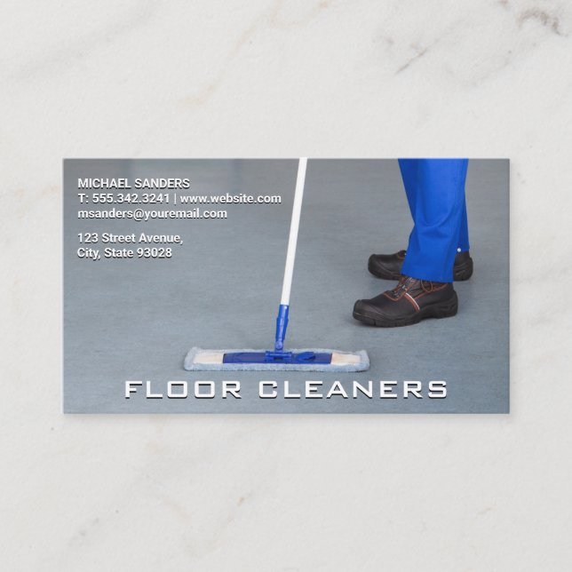 Floor Cleaners | Cleaning Services Business Card (Front)