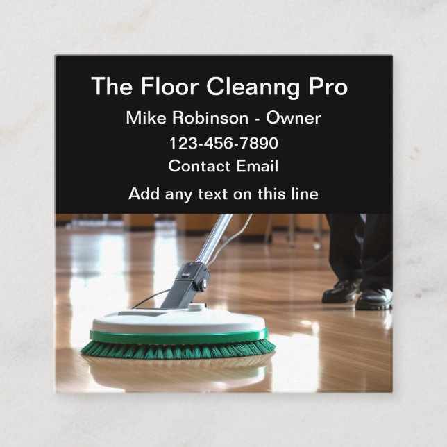 Floor Cleaning Professional Service  Square Business Card (Front)