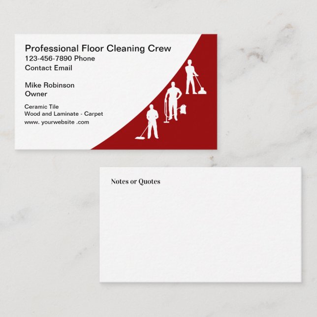 Floor Cleaning Professional Simple Business Cards (Front/Back)