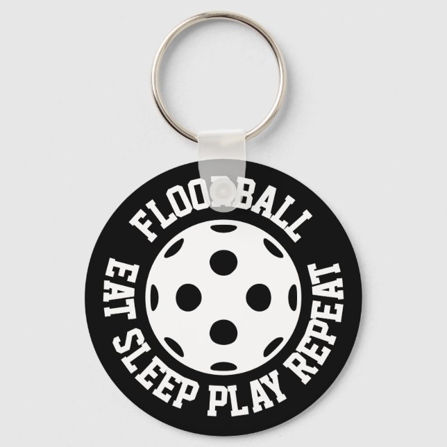 Floorball fan keychain. Eat Sleep Play Repeat Key Ring (Front)