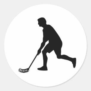 Floorball Player Classic Round Sticker