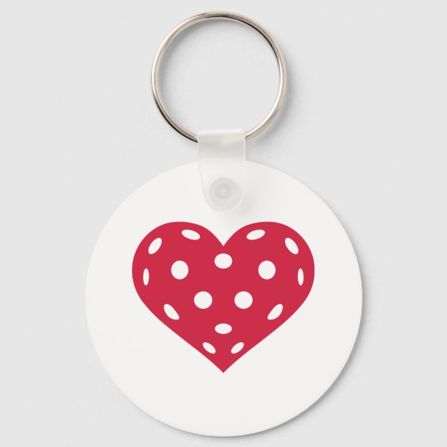 Floorball red heart key ring (Front)