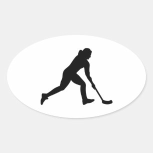 Floorball woman oval sticker
