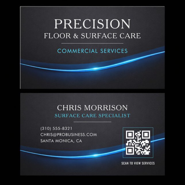 Flooring Cleaning QR Code Professional Business Card (Creator Uploaded)