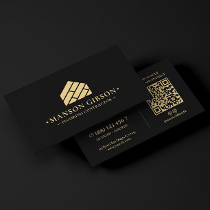 Flooring Contractor Logo Black Minimal Modern Business Card