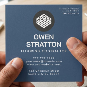 Flooring Installation - Professional Contractor Square Business Card