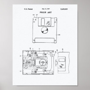 Floppy Disc 1997 Patent Art - White Paper Poster