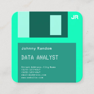 Floppy disc disquette faux look green tone square business card