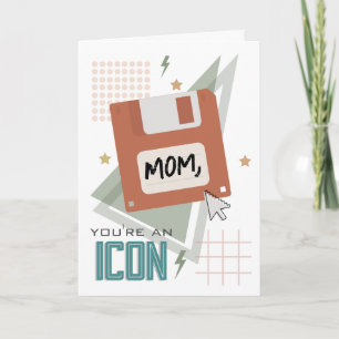 Floppy Disc Icon 90's Retro Mother's Day Card