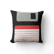 Floppy Disc Pillow - black, silver and red