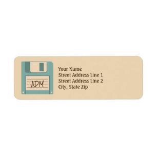 Floppy Disc Retro Style Monogram Return Address