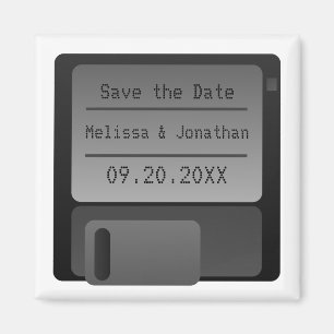 Floppy Disc Save the Date Magnet, Gray Magnet