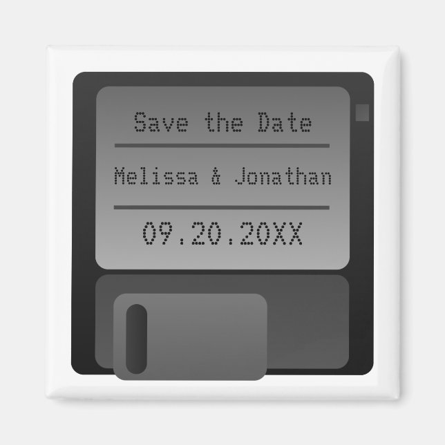 Floppy Disc Save the Date Magnet, Gray Magnet (Front)