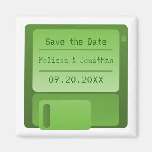 Floppy Disc Save the Date Magnet, Green Magnet
