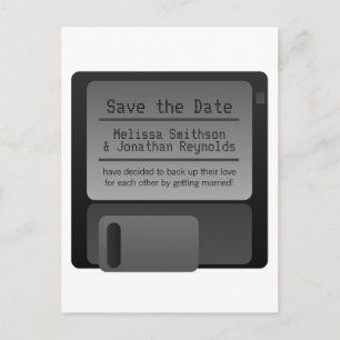 Floppy Disc Save the Date Postcard, Grey Announcement Postcard