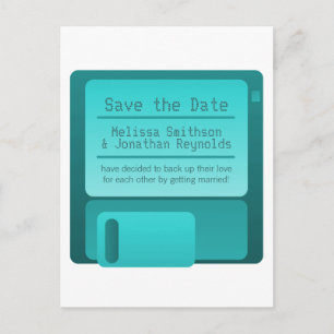 Floppy Disc Save the Date Postcard, Turquoise Announcement Postcard