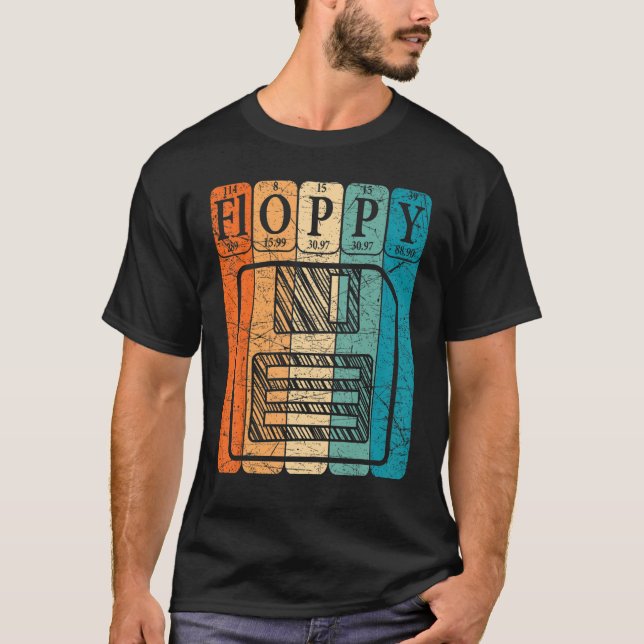 Floppy Disk Periodic Table Elements Computer Nerd  T-Shirt (Front)