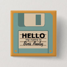 Floppy Diskette Personalised Name Badge