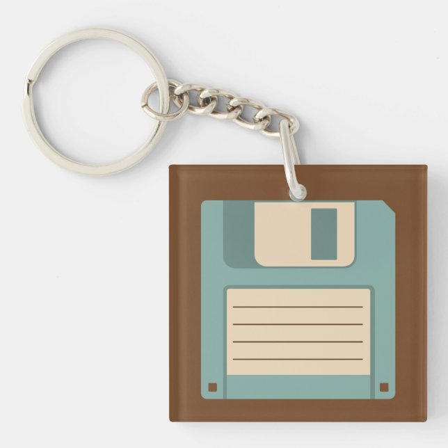 Floppy Diskette Vintage Technology Key Ring (Front)