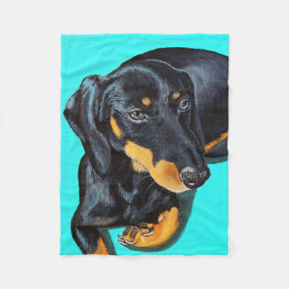 Floppy the Miniature Dachshund Painting Fleece Blanket