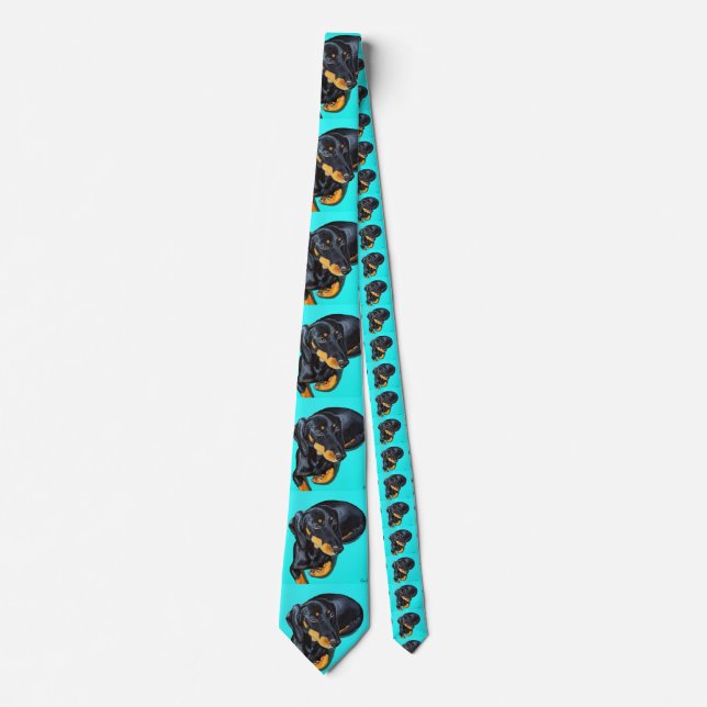 Floppy the Miniature Dachshund Painting Tie (Front)