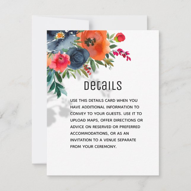 Flor Abundance Wedding Details Announcement (Front)