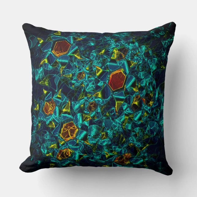 Flor virtual em azul gradiente, estilhaçada cushion (Front)