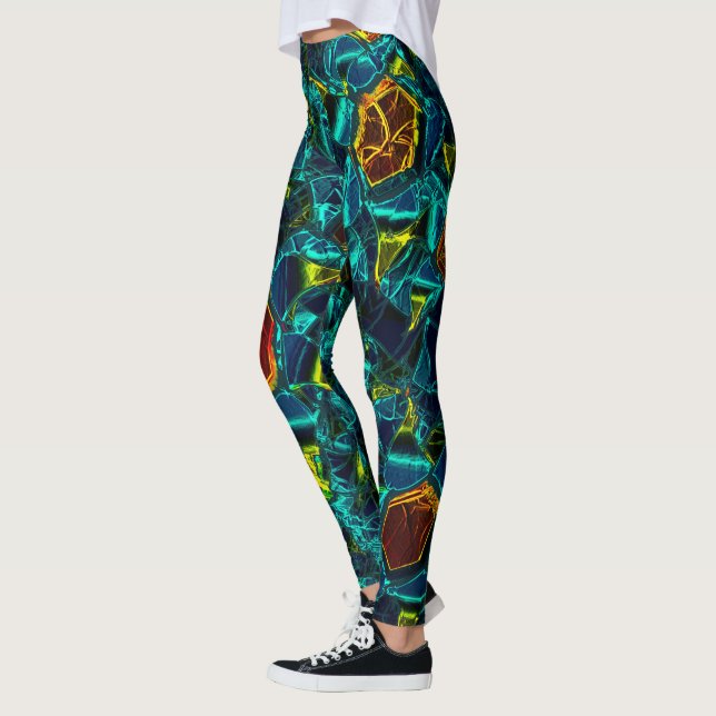 Flor virtual em azul gradiente, estilhaçada leggings (Left)