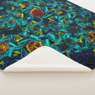 Flor virtual em azul gradiente, estilhaçada sherpa blanket