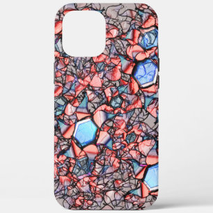 Flor virtual entalhada nas cores azul e salmão iPhone 12 pro max case
