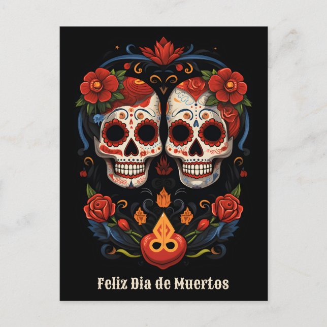  🌹 Flor y Calavera: Tribute to Dia de Muertos 🌹 Postcard (Front)