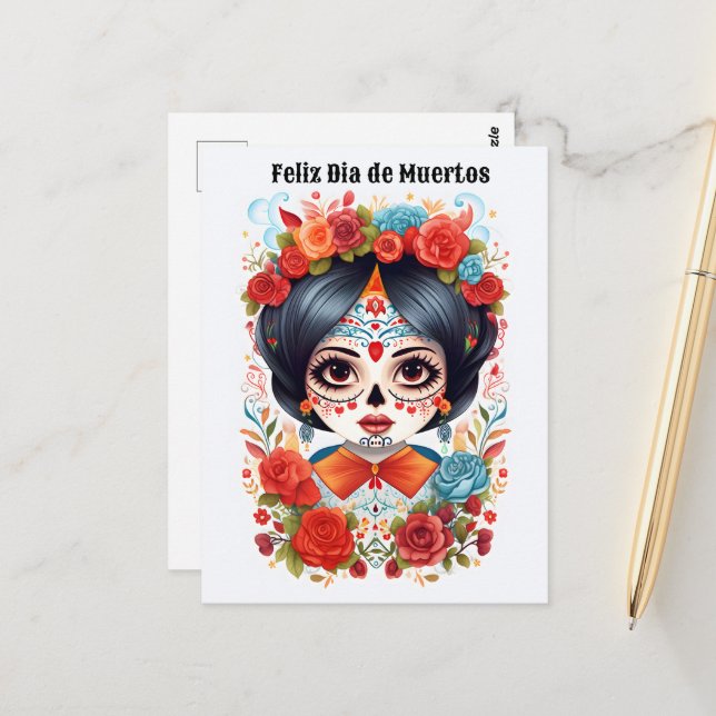  🌹 Flor y Calavera: Tribute to Dia de Muertos 🌹 Postcard (Front/Back In Situ)