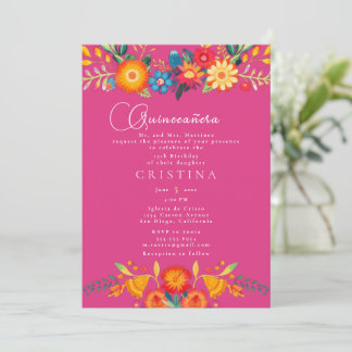Flora - 15th Birthday Quinceanera in Spanish Invitation